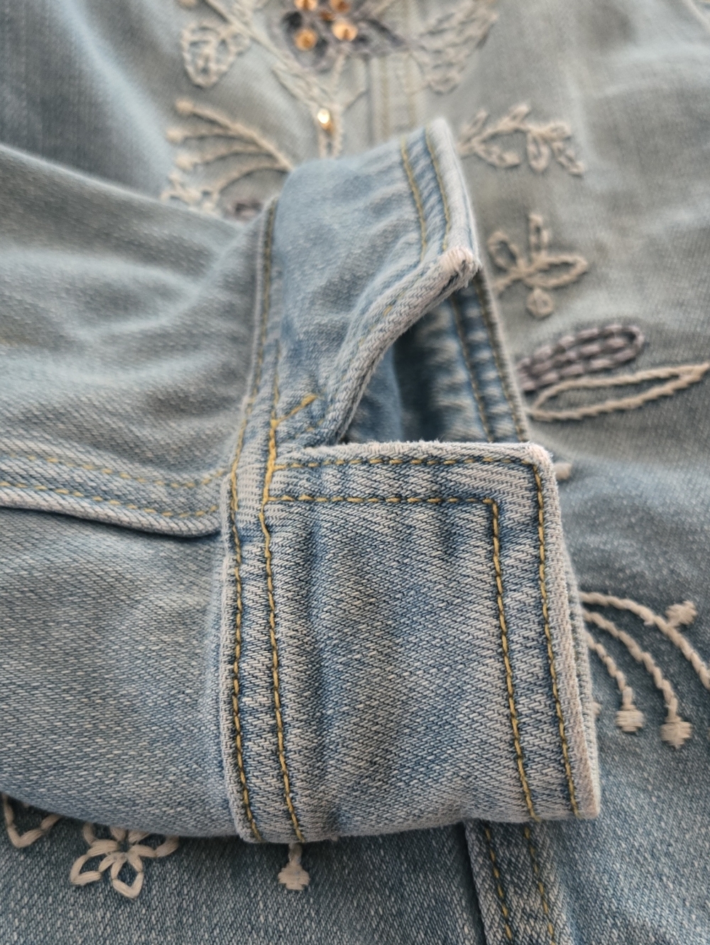 Chico Embroidered Light Wash Denim Jacket - Blue - Picture 4 of 7
